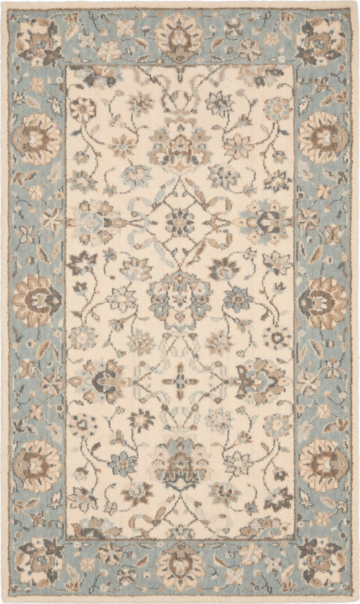 Living Treasures LI16 Ivory Aqua Rug - Rectangle