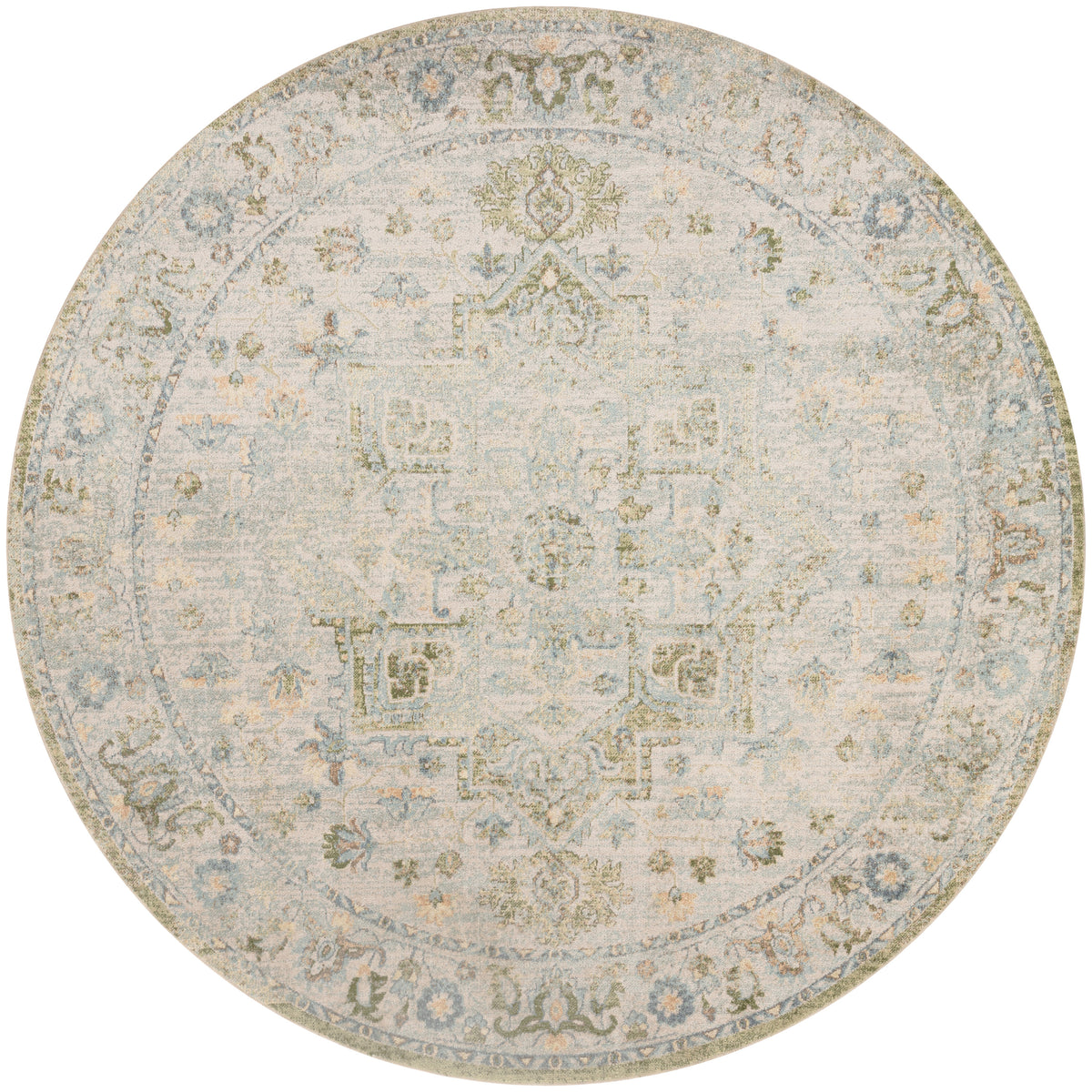 Astra Machine Washable ASW12 Blue Green Rug - Round