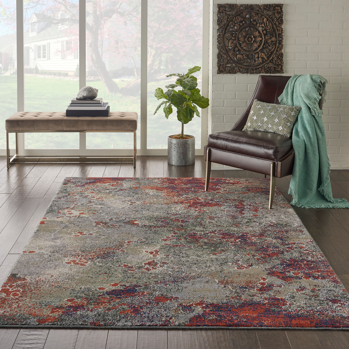 Artworks ATW02 Seafoam Brick Rug - room scene