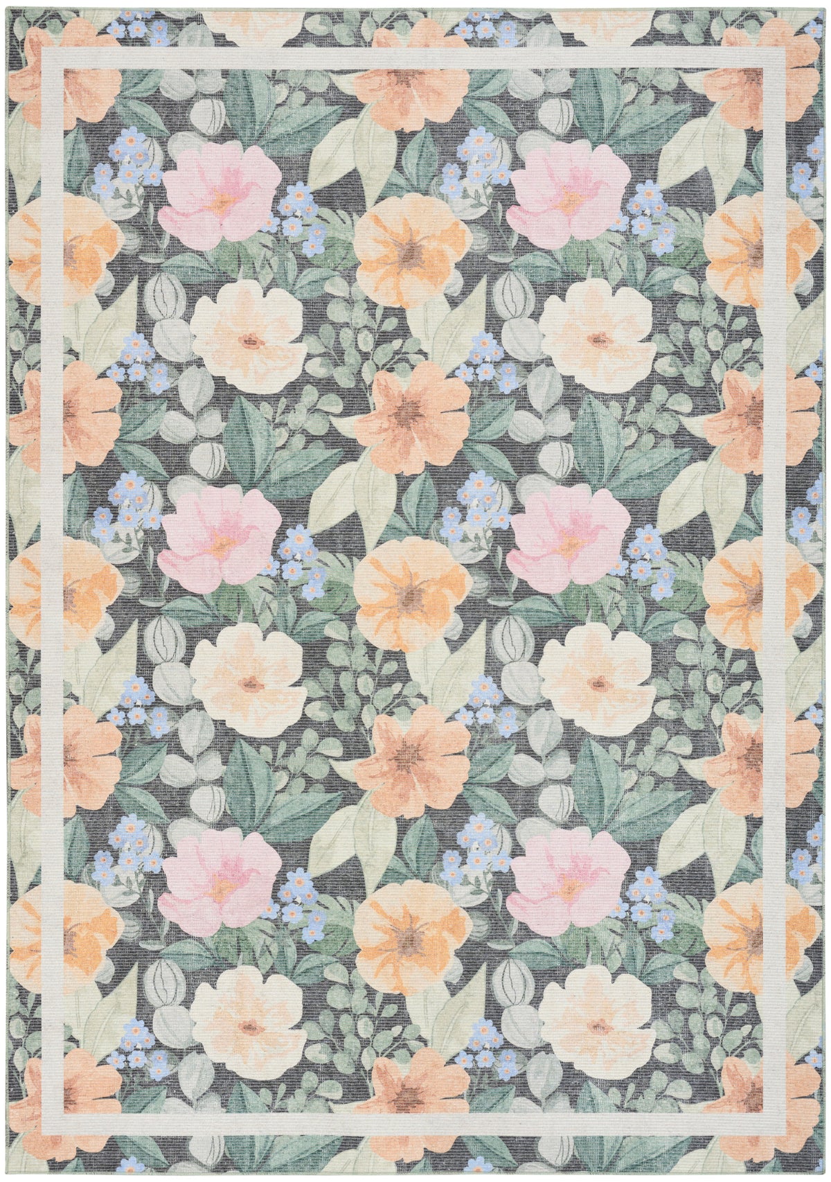 Botanical Washables BOT01 Charcoal Multicolor Rug - Rectangle