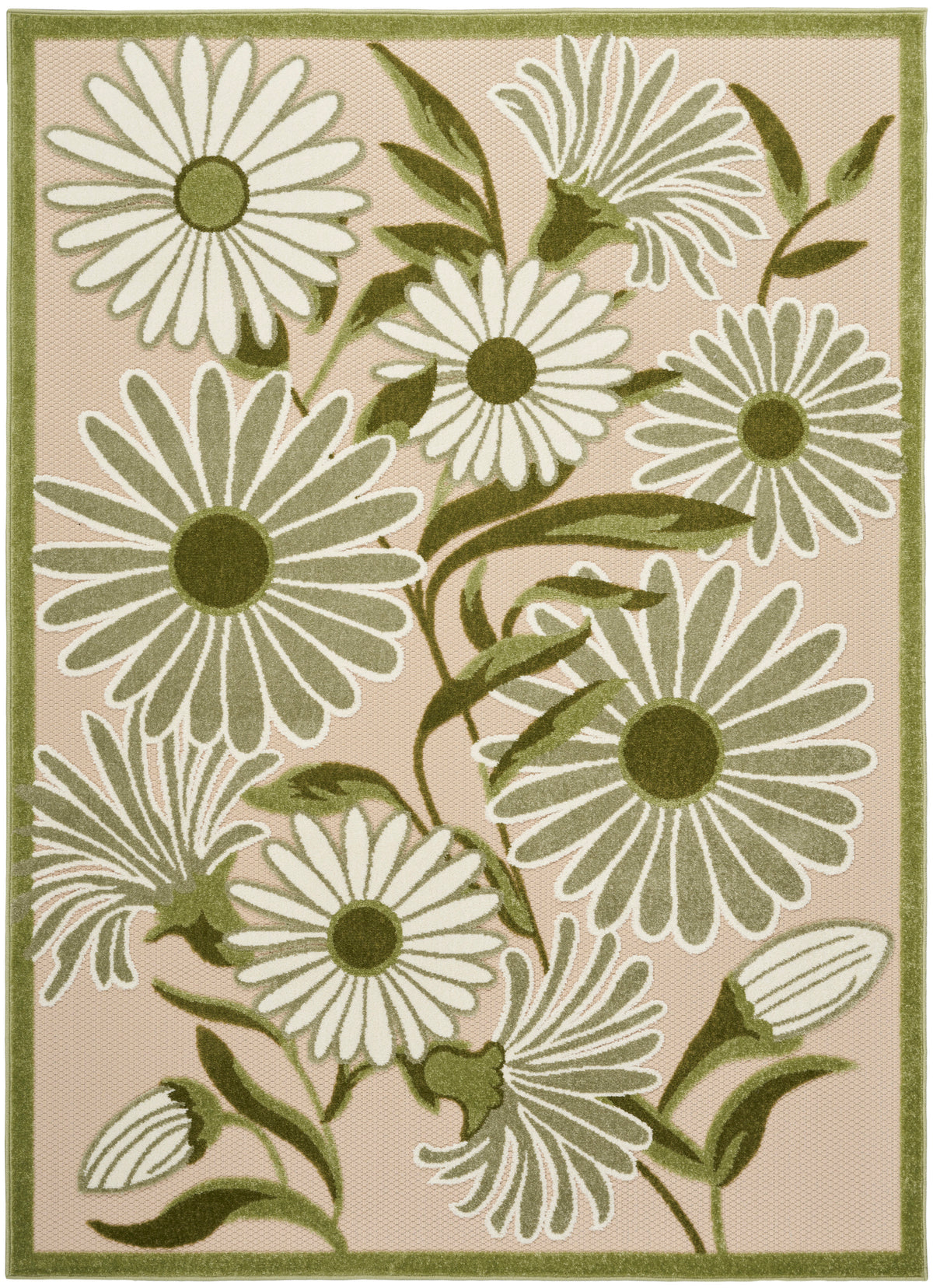 Aloha ALH33 Ivory Green Rug - Rectangle