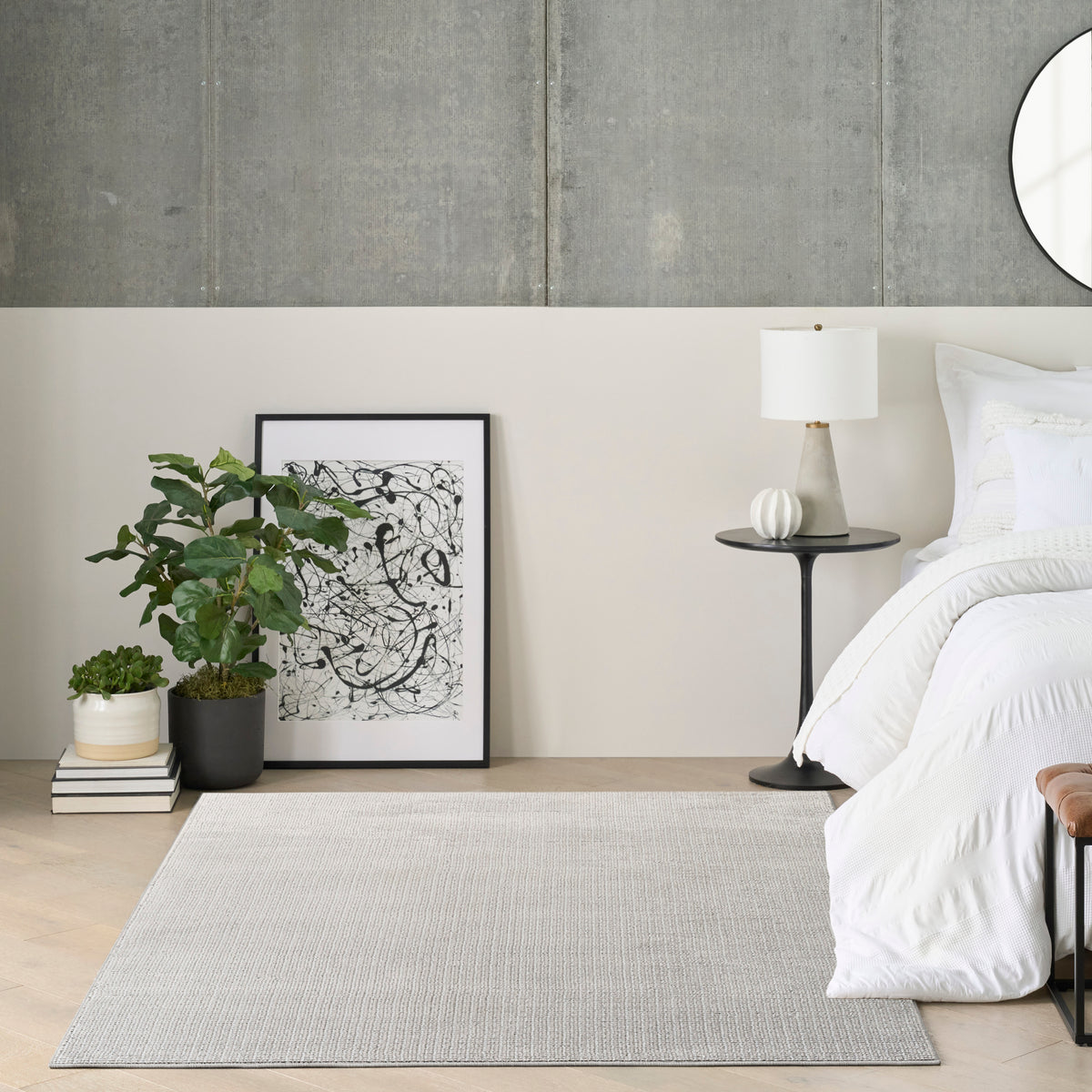 Atlantic Avenue AAV01 Ivory Black Rug - room scene