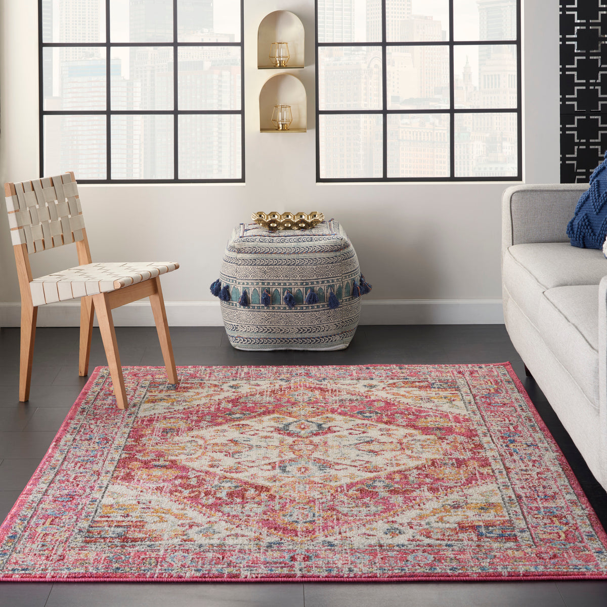 Passion PSN23 Ivory Pink Rug - room scene