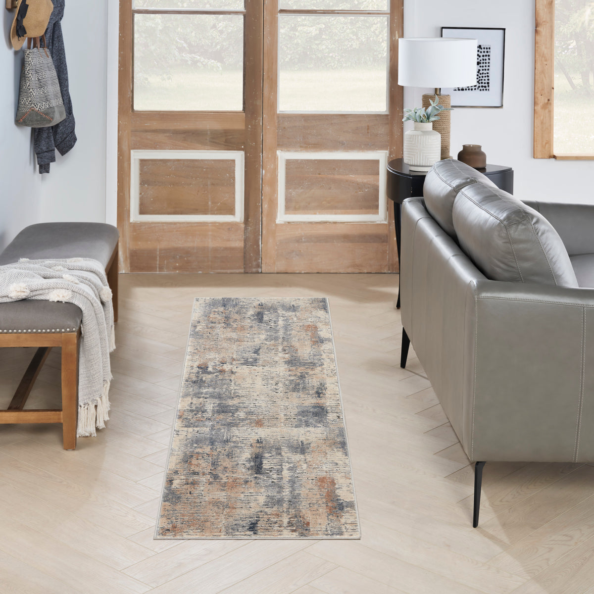 Rustic Textures RUS05 Beige Grey Rug - room scene