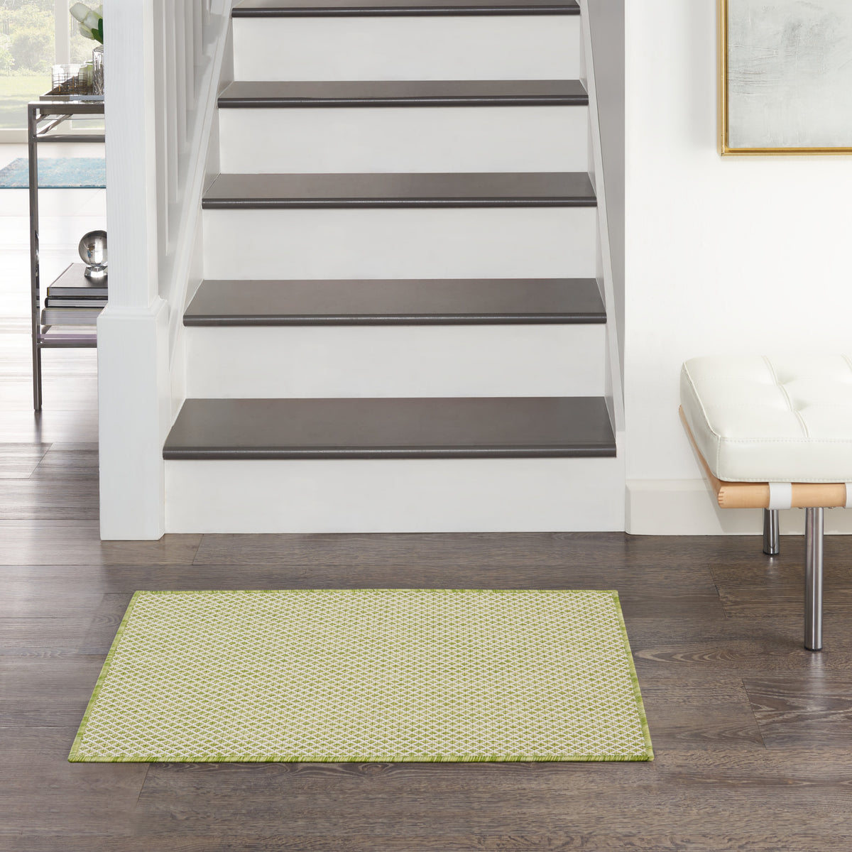 Courtyard COU01 Ivory Green Rug - room scene