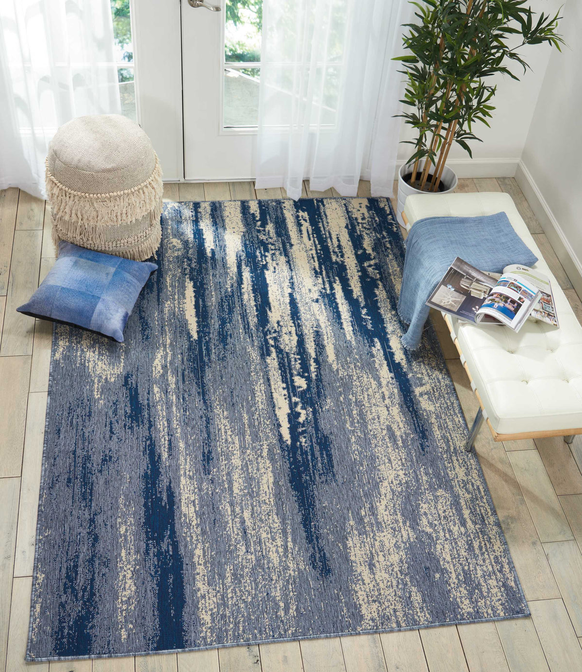 Lido LID04 Blue Cream Rug - room scene