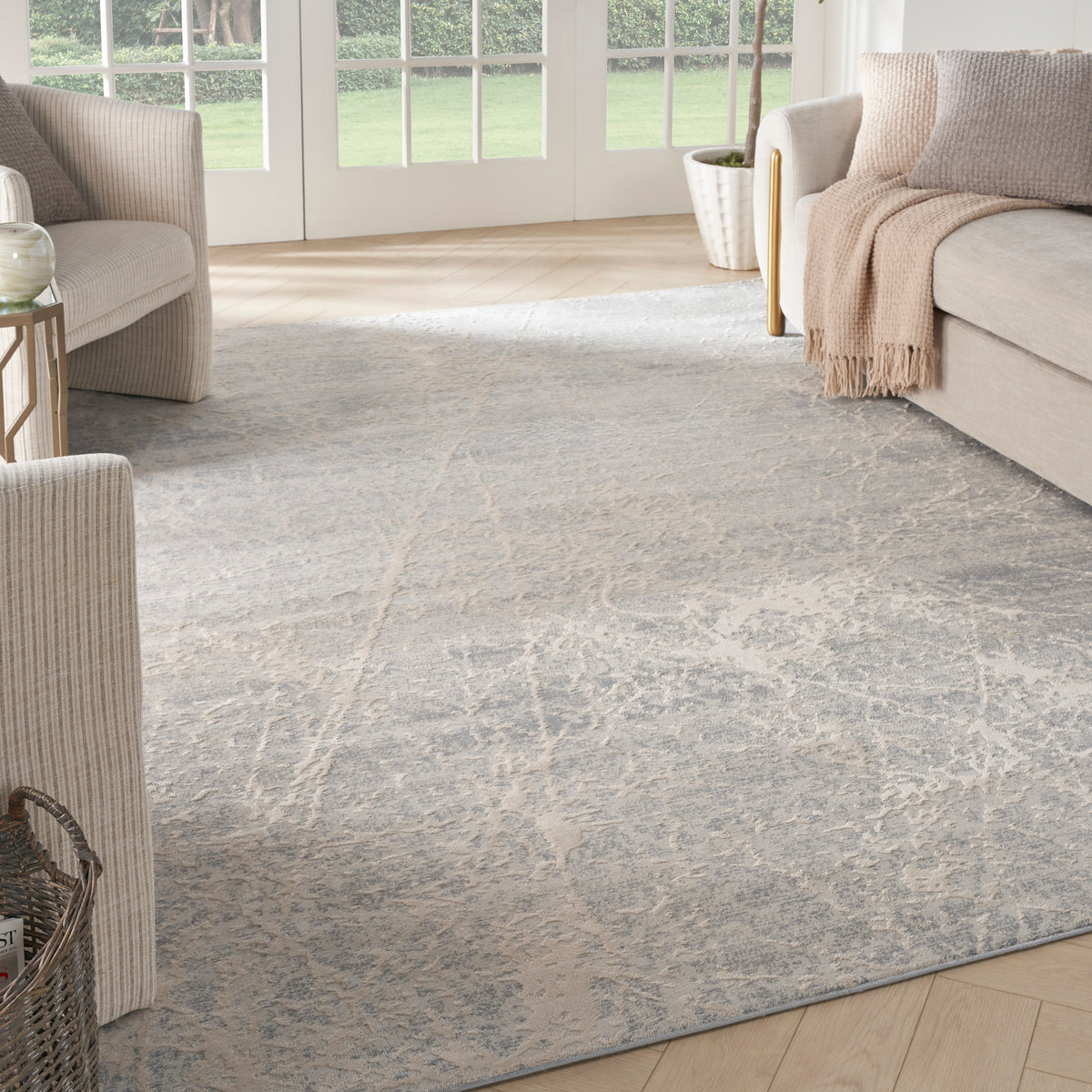 Exhale EXL02 Ivory Grey Rug - room scene