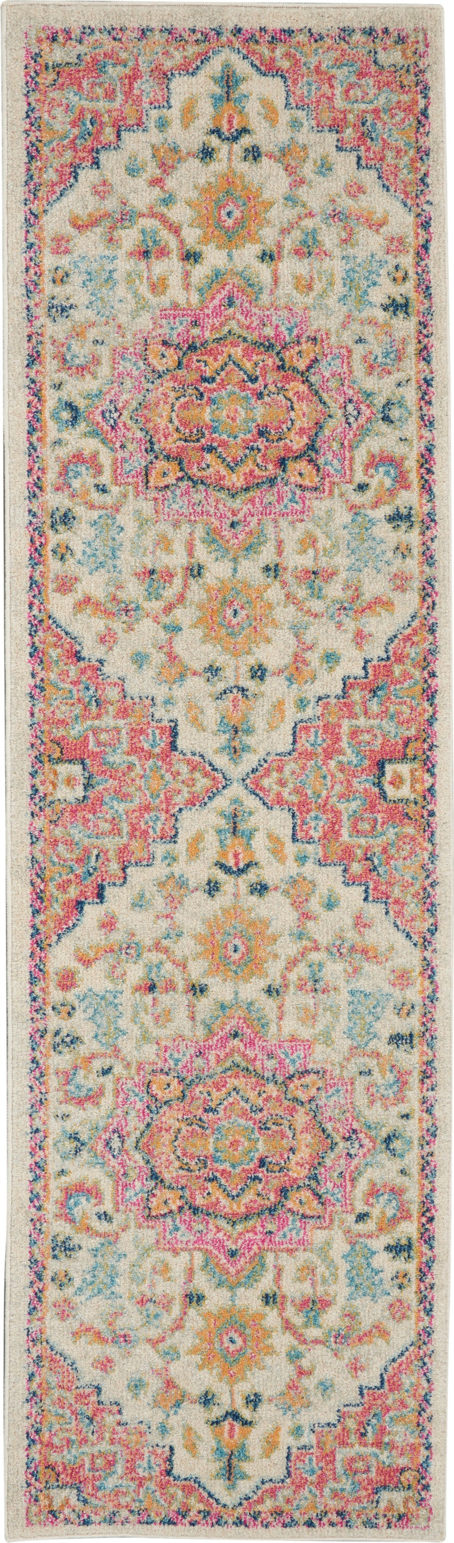 Passion PSN25 Ivory Pink Rug - Runner