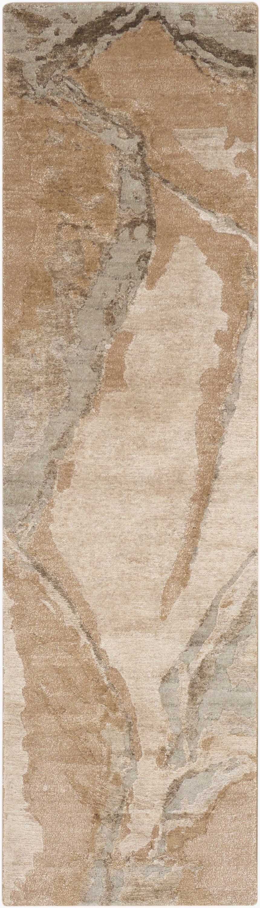 Silk Shadows SHA24 Beige Silver Rug - Runner