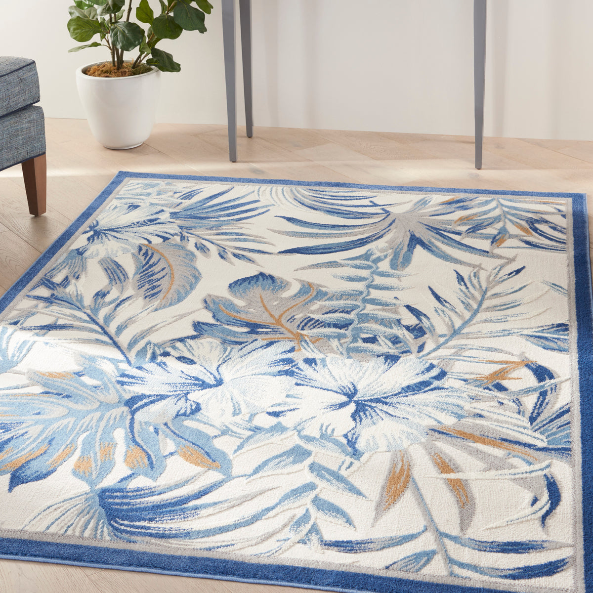 Seaside SDS02 Ivory Blue Rug - room scene