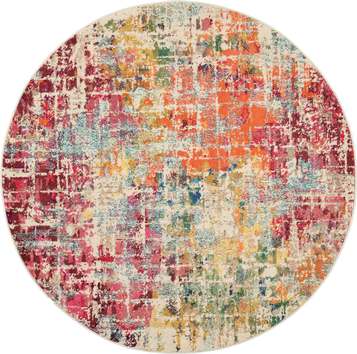 Celestial CES13 Pink Multicolor Rug - Round