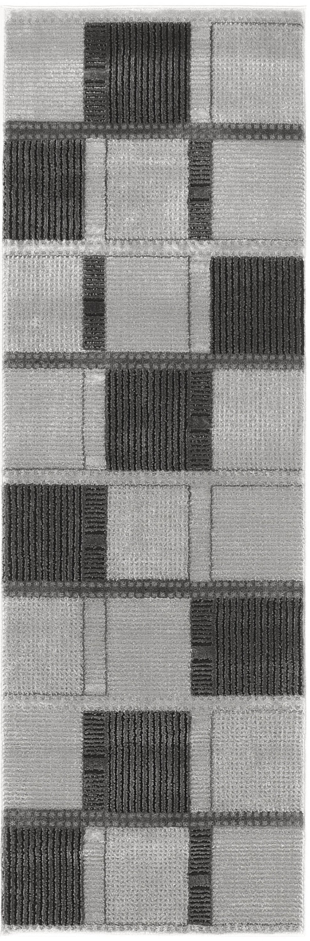 Nordic NRC09 Grey Black Rug - Runner