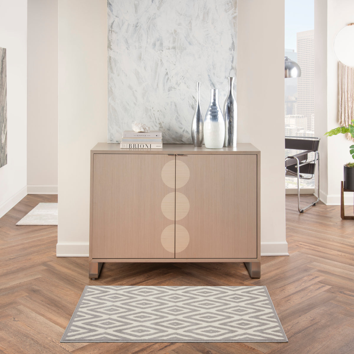 Grafix GRF18 White Grey Rug - room scene