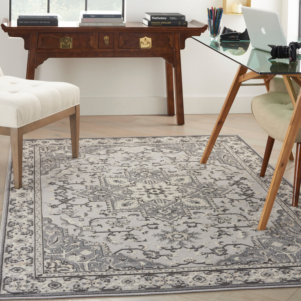 Grand Villa KI80 Grey Rug - room scene