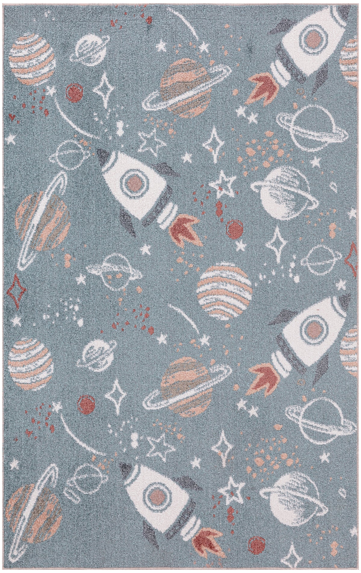Astra Machine Washable ASW18 Blue Multicolor Rug - Rectangle
