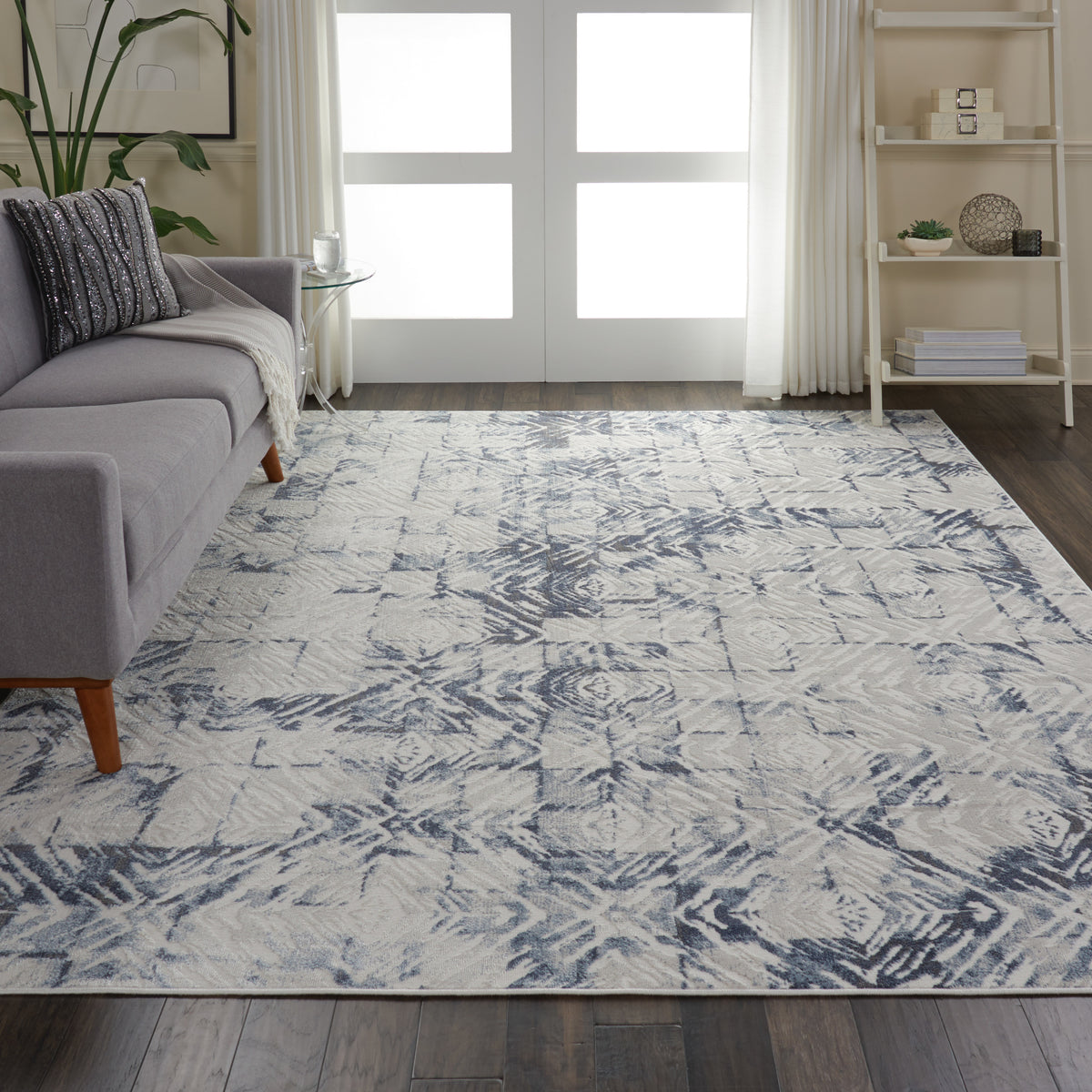 Urban Decor URD02 Ivory Blue Rug - room scene