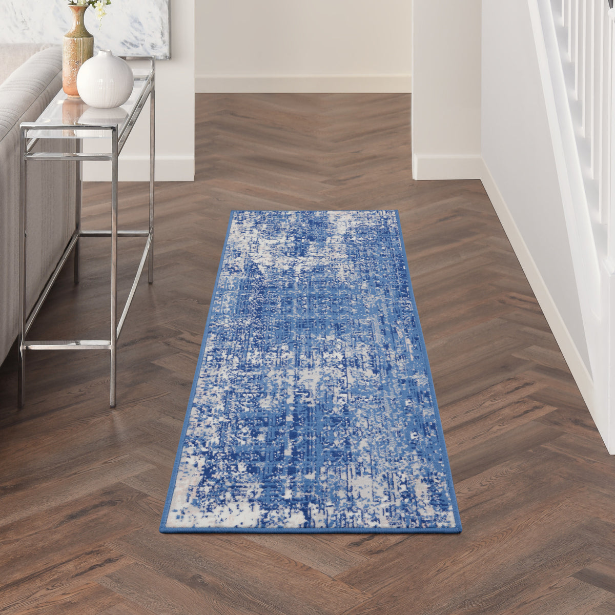 Whimsicle WHS08 Blue Ivory Rug - room scene