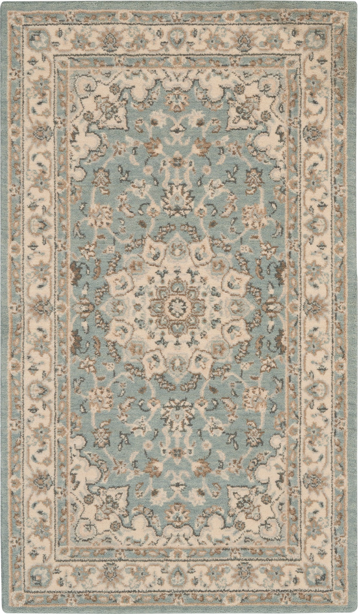 Living Treasures LI15 Aqua Ivory Rug - Rectangle