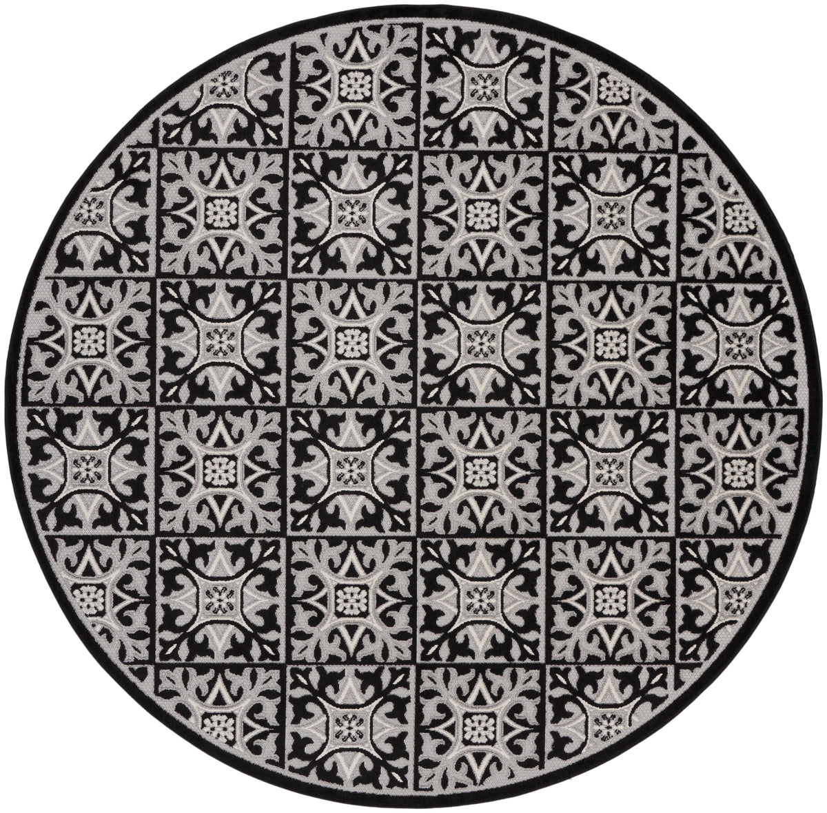 Aloha ALH34 Black White Rug - Round