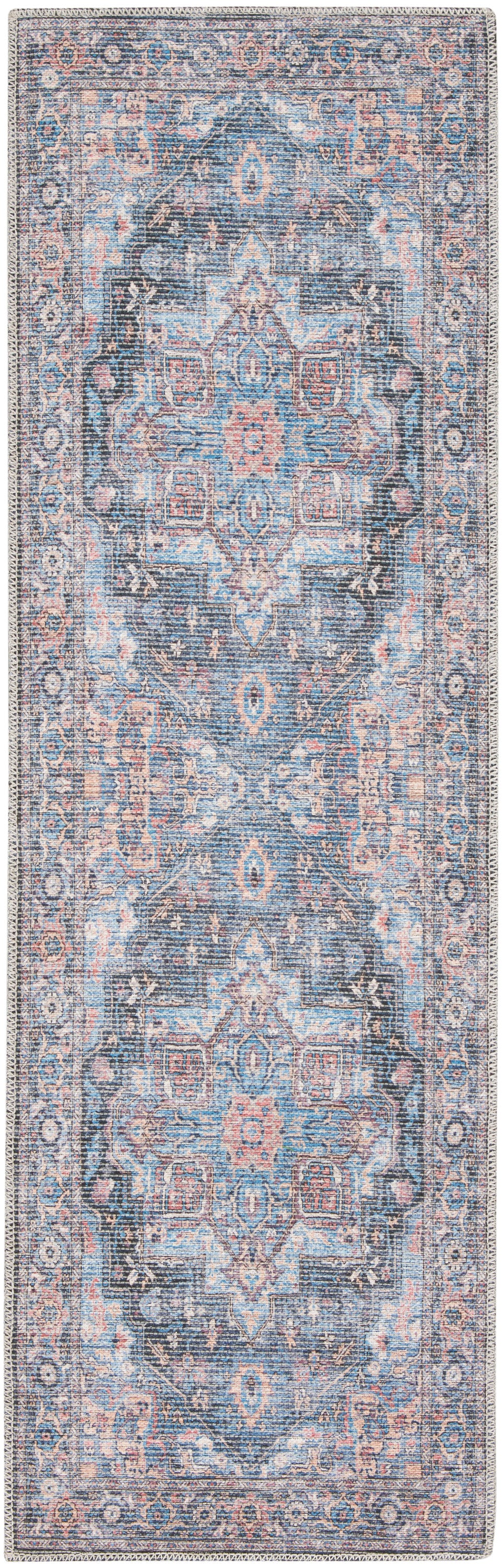 New Concept Washables SR101 Light Blue Multicolor Rug - Runner