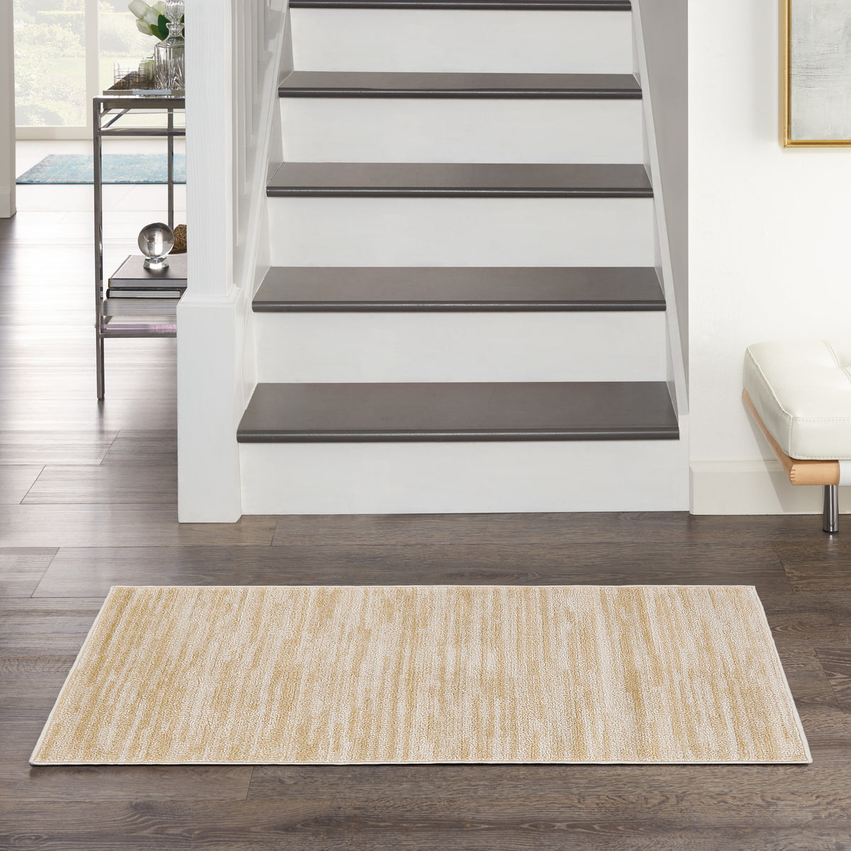 Nourison Essentials NRE01 Ivory Gold Rug - room scene