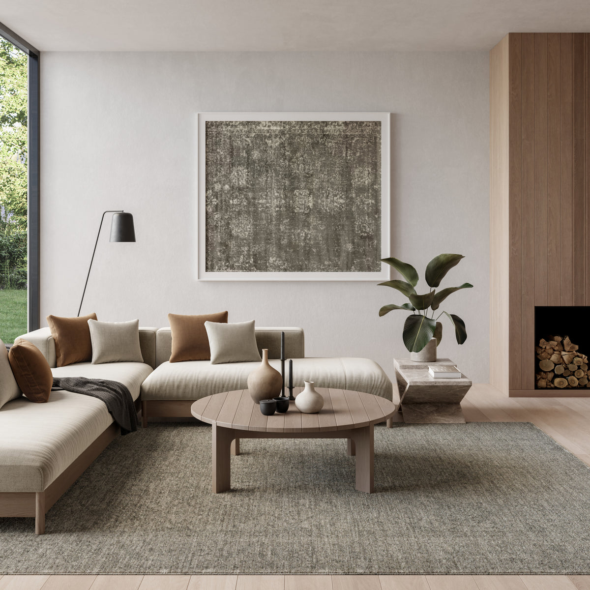 Moonlit MLI03 Slate Rug - room scene
