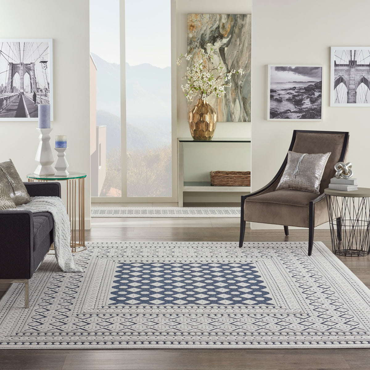 Key Largo KLG02 Blue Rug - room scene