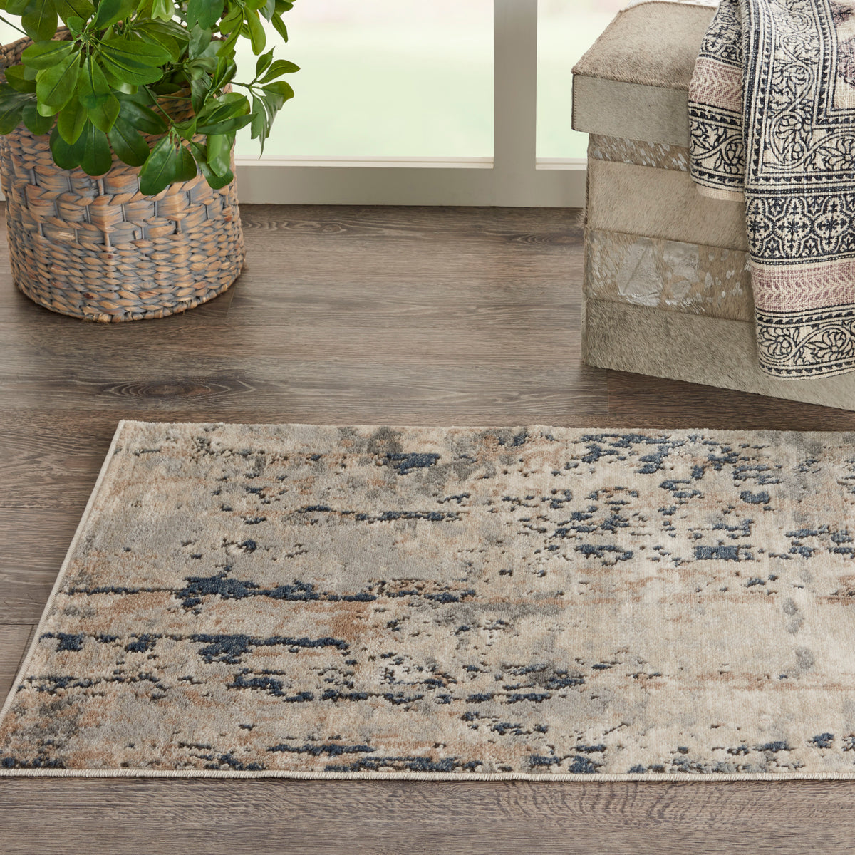 Quarry QUA01 Beige Grey Rug - room scene