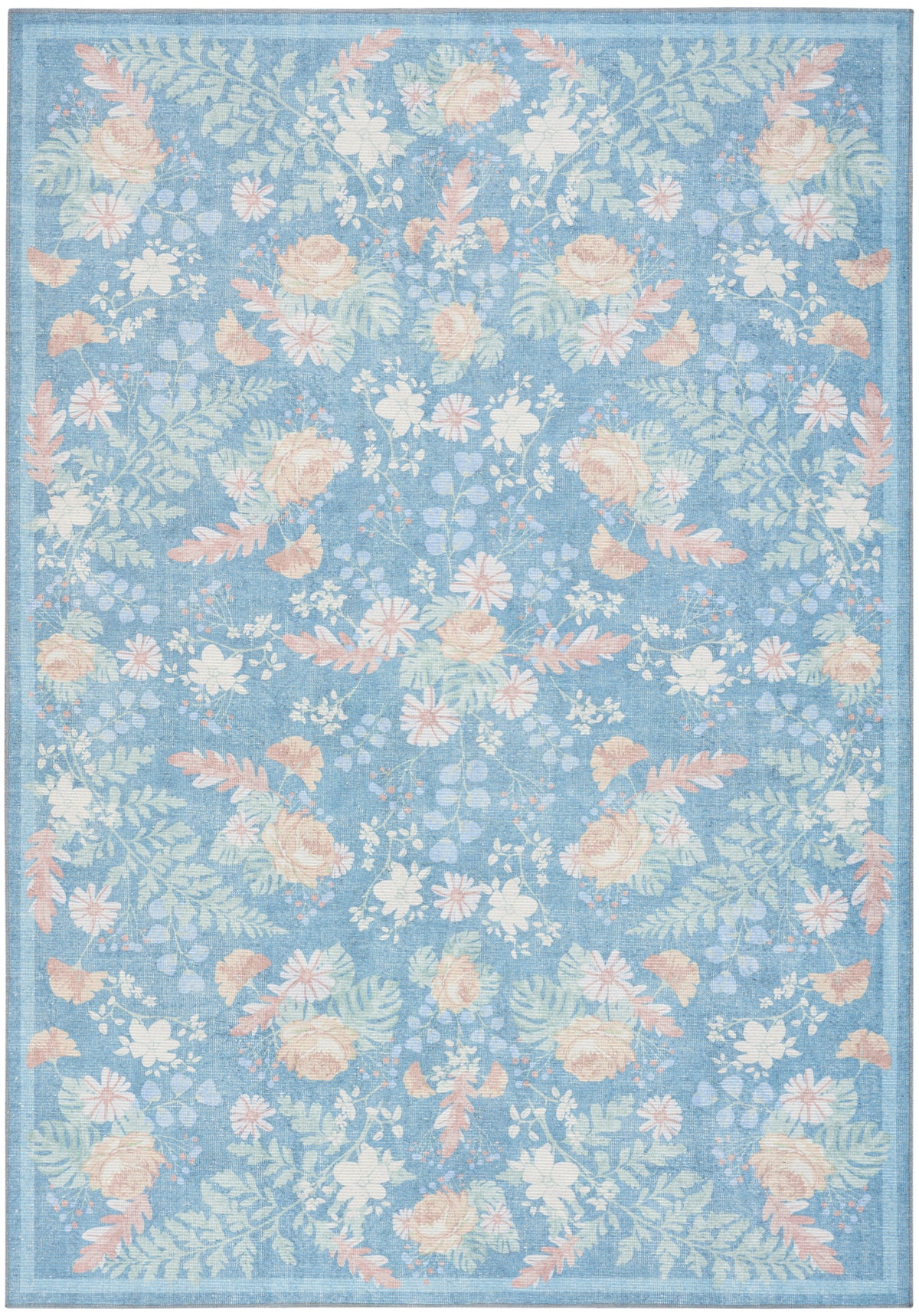 Botanical Washables BOT02 Blue Multicolor Rug - Rectangle