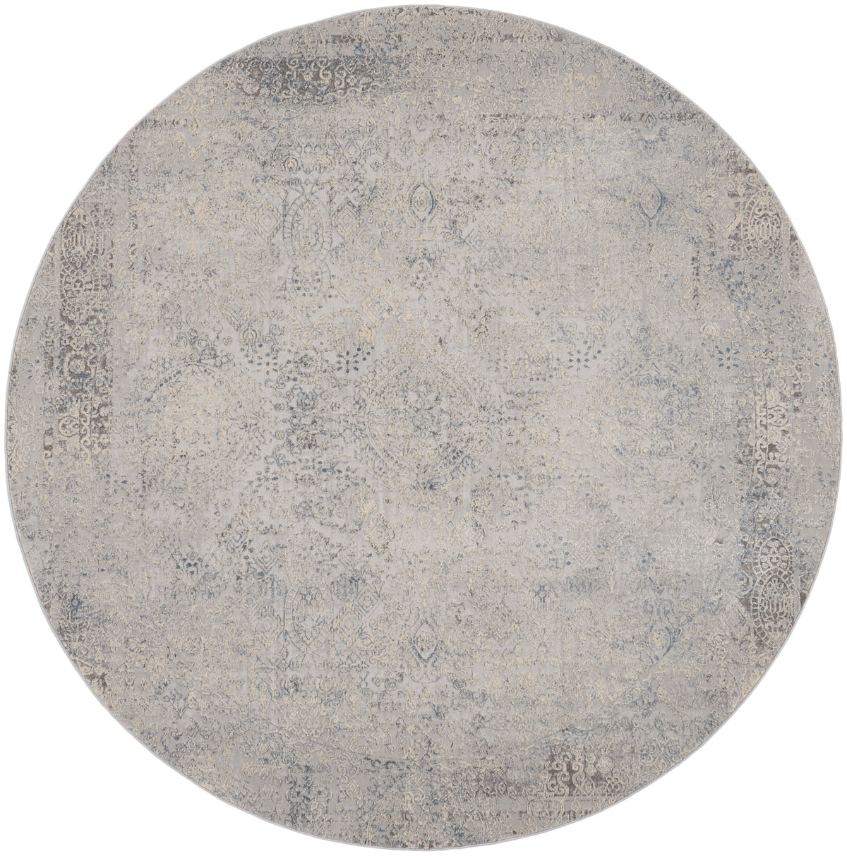 Rustic Textures RUS09 Ivory Light Blue Rug - Round