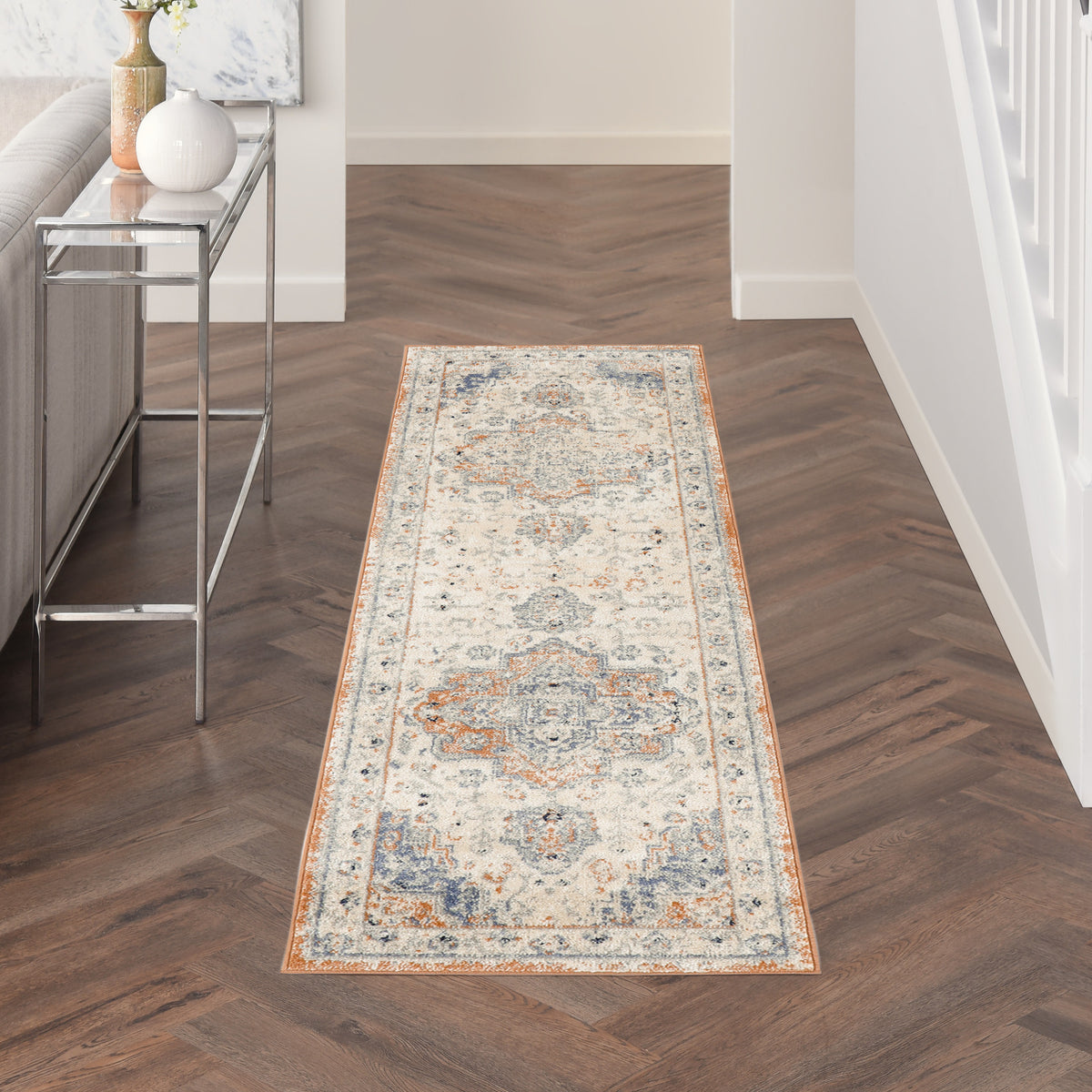 Nourison Essentials Persian NRE07 Beige Blue Rug - room scene