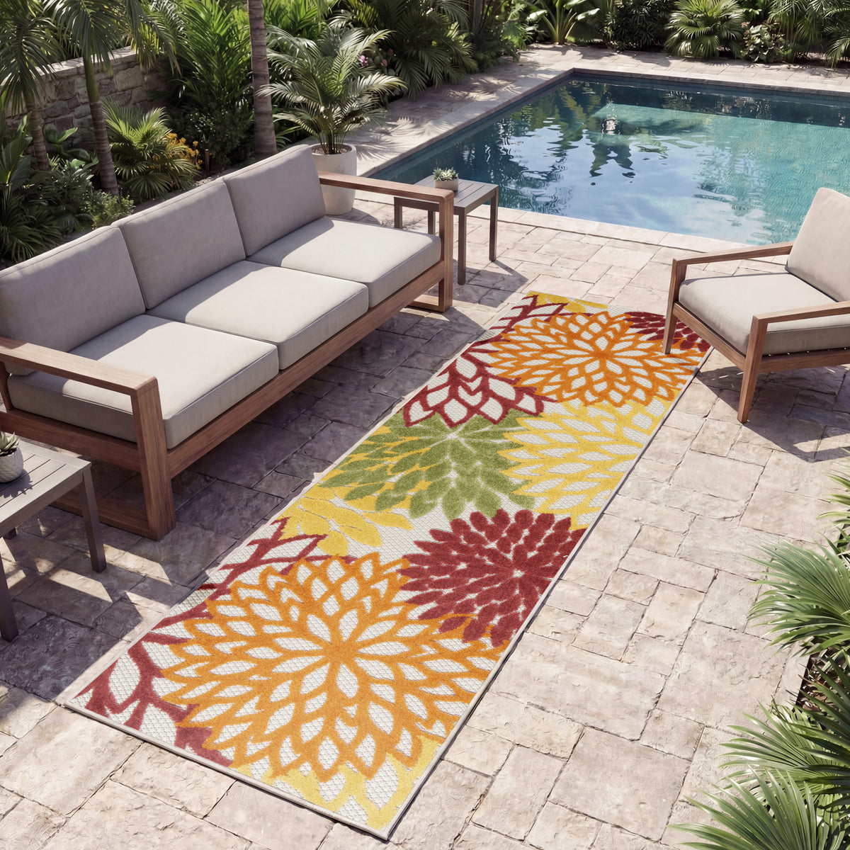 Aloha ALH05 Red Multicolor Rug - room scene