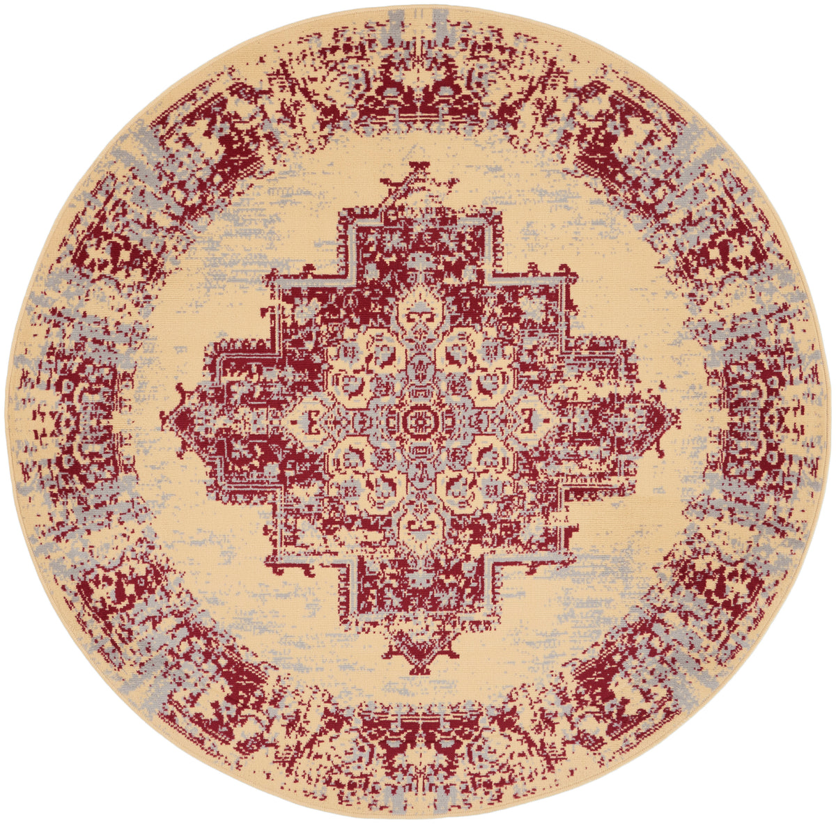 Grafix GRF14 Cream Red Rug - Round
