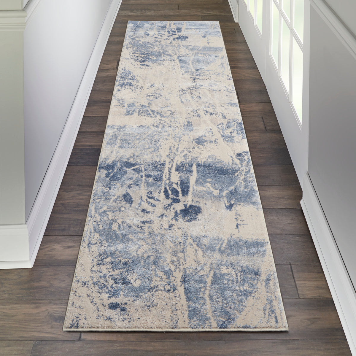 Silky Textures SLY02 Blue Cream Rug - room scene