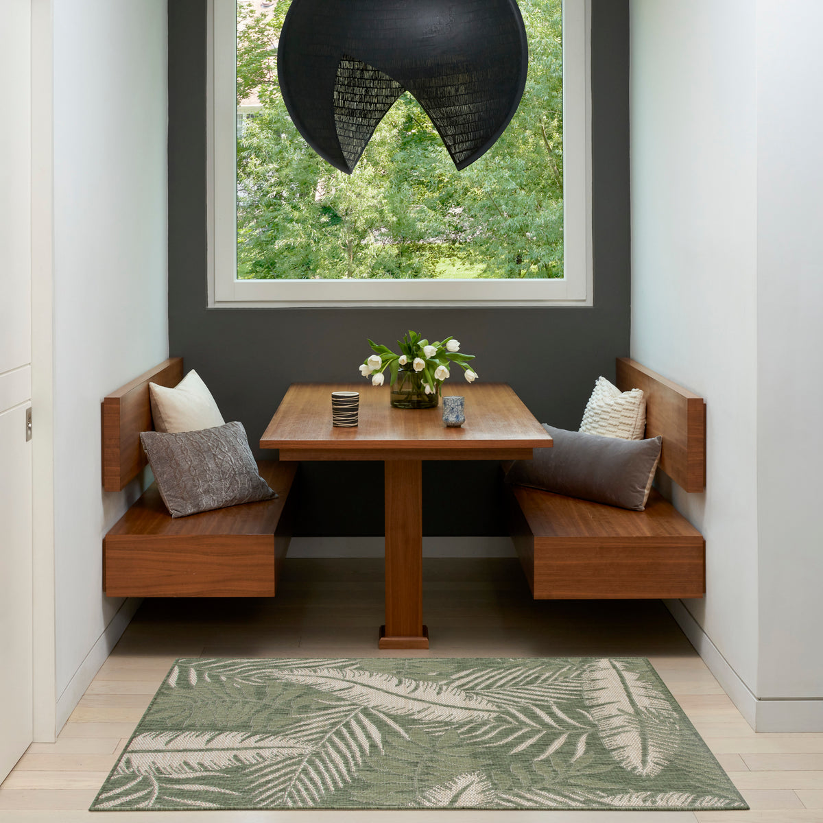 Garden Oasis GOA02 Green Ivory Rug - room scene