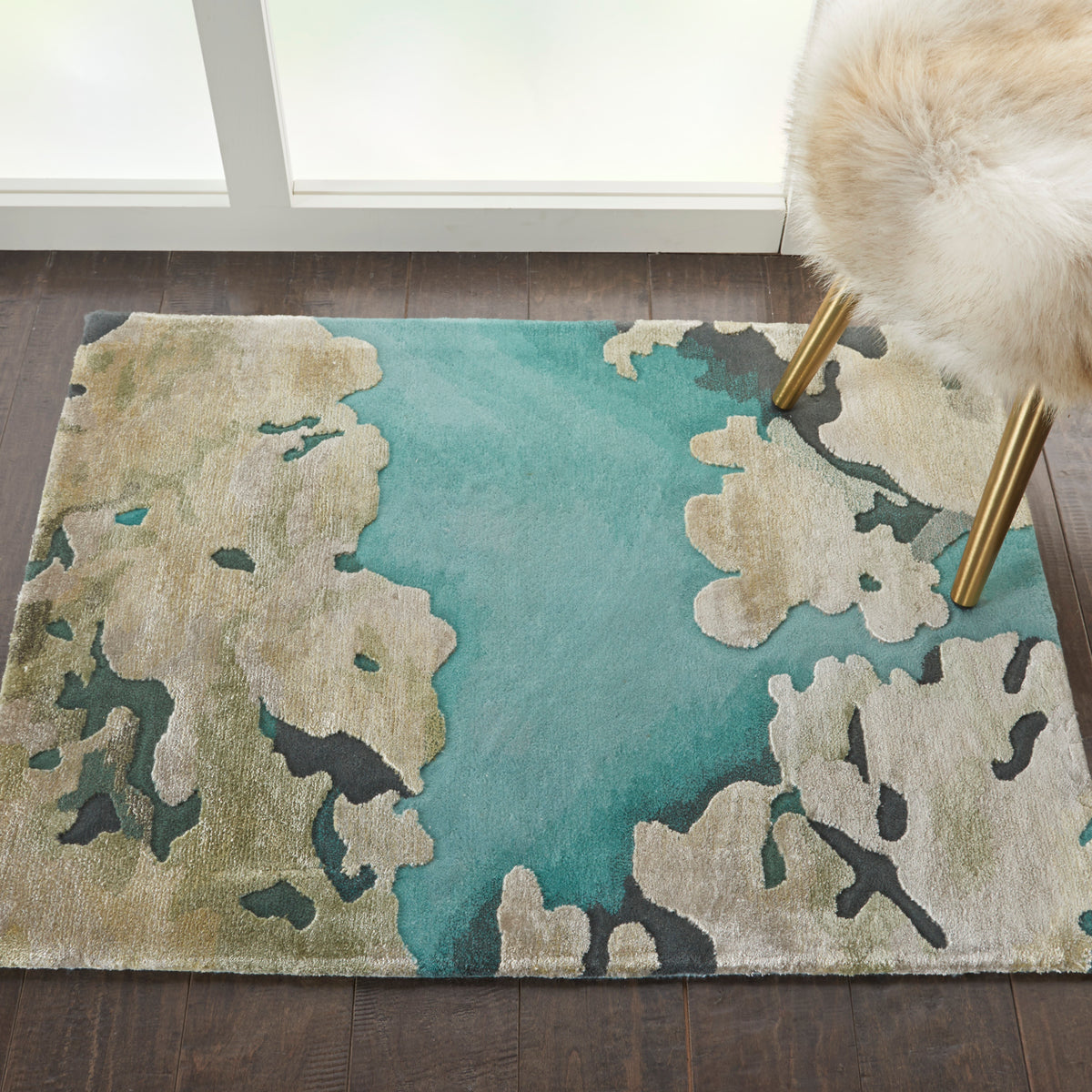 Prismatic PRS06 Aqua Rug - room scene
