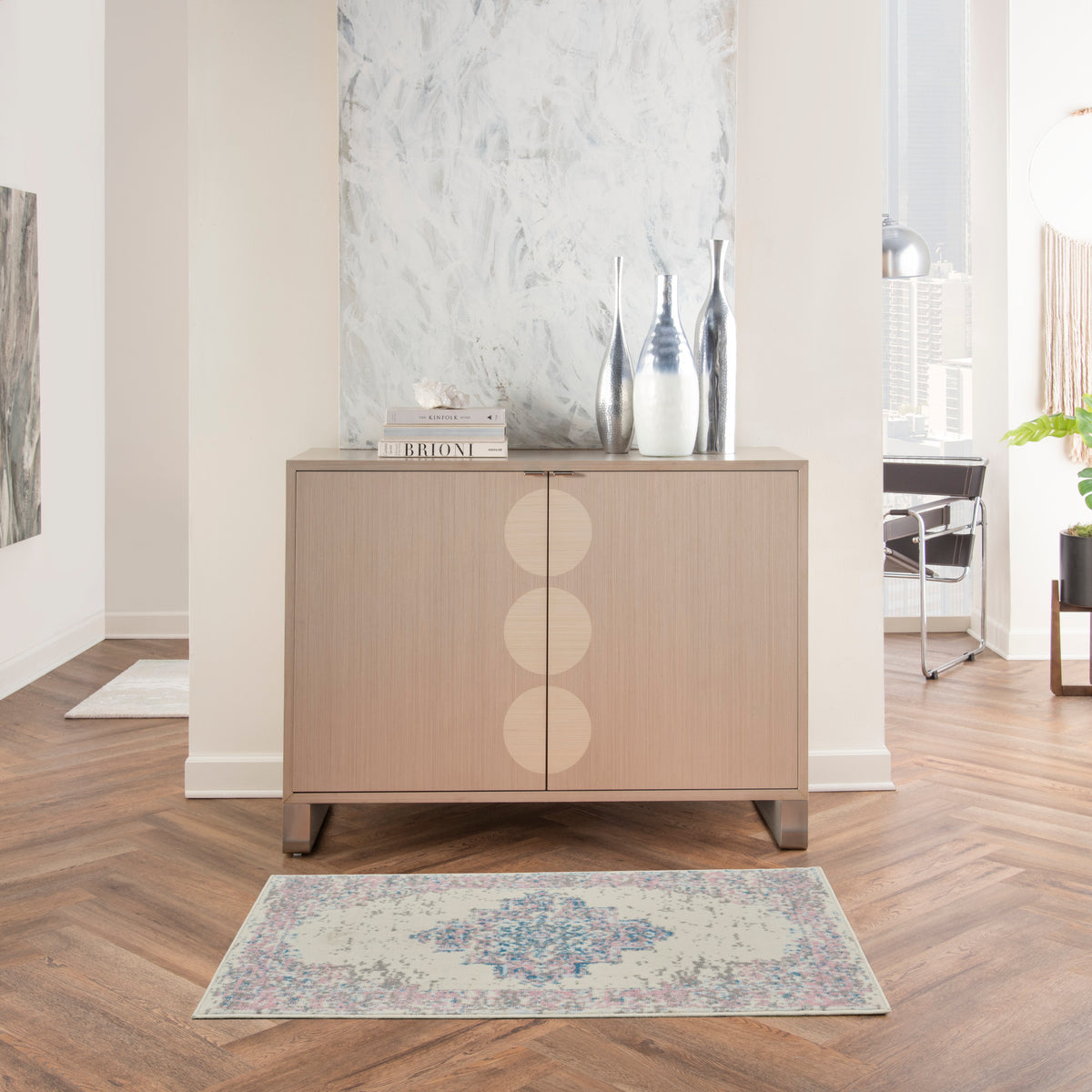 Grafix GRF14 Ivory Pink Rug - room scene
