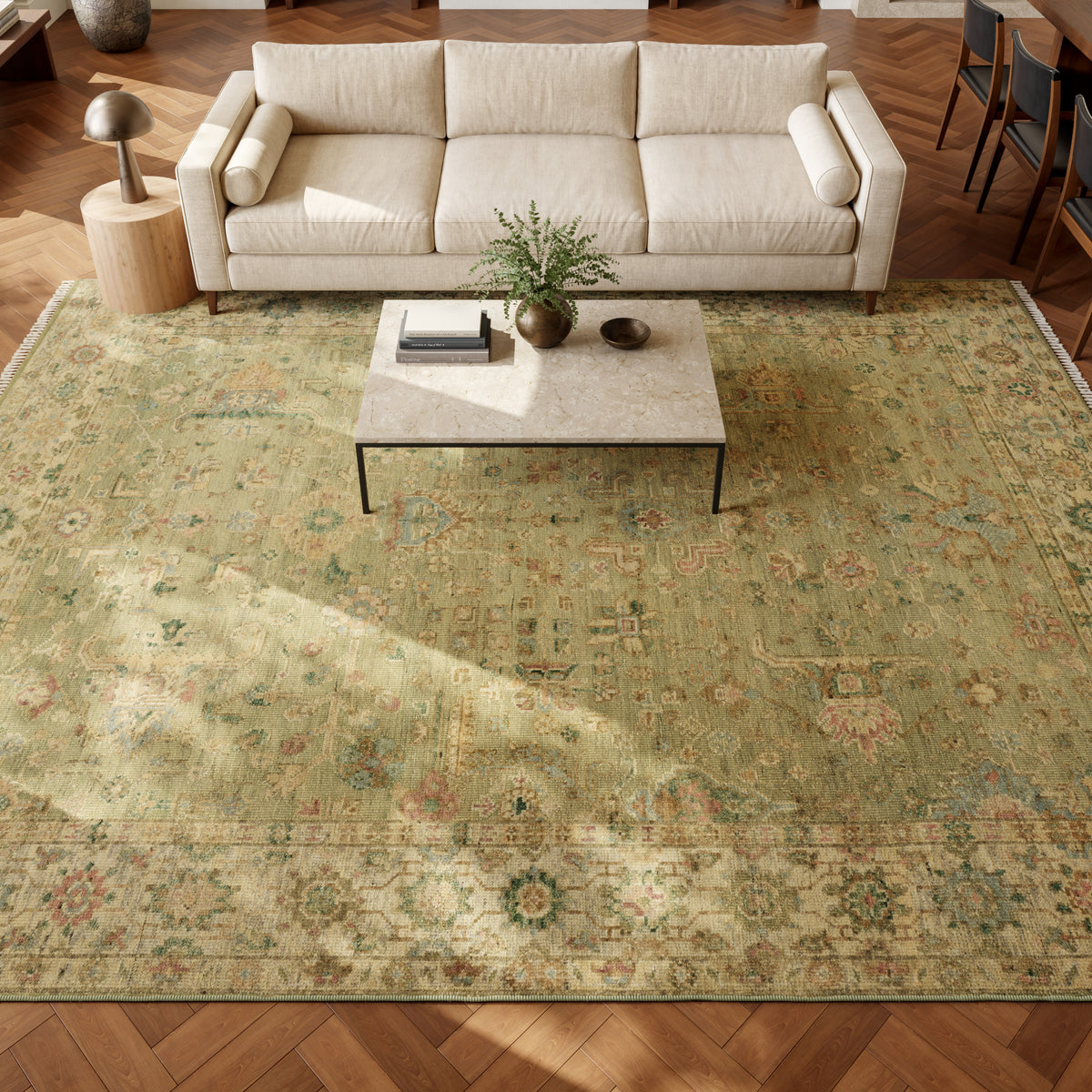 Heritage Vine HTV07 Green Rug - room scene