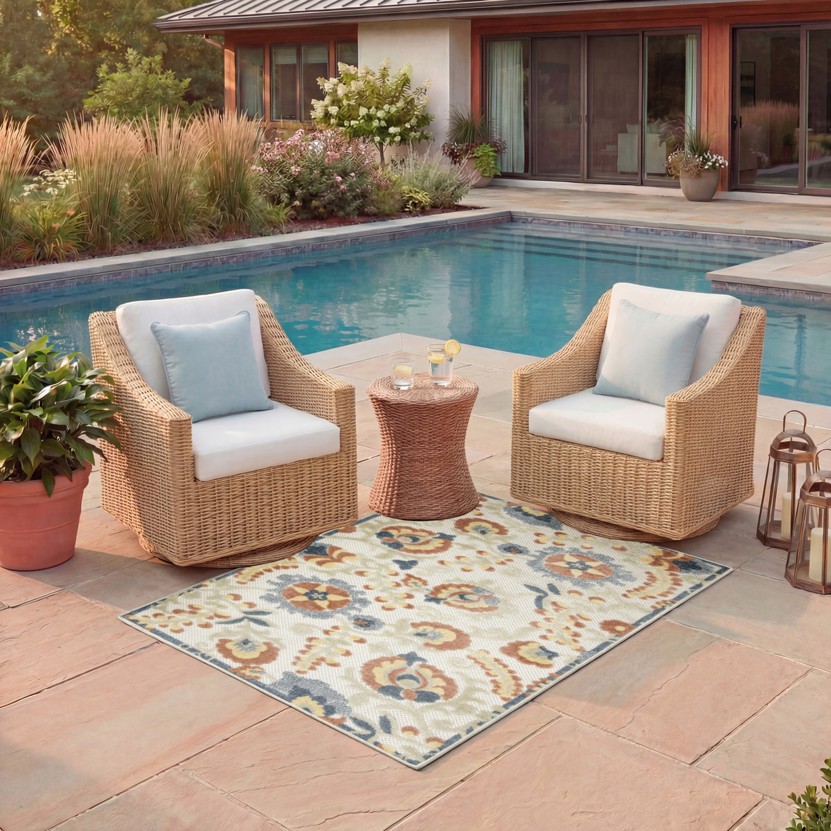 Aloha ALH17 Grey Multicolor Rug - room scene