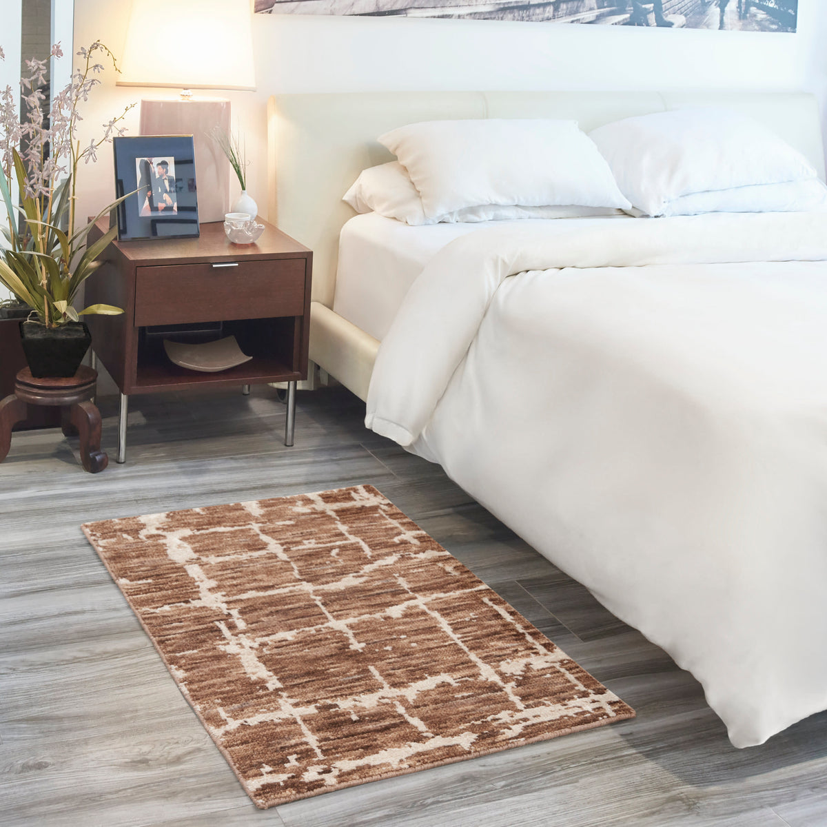 Luna LUN02 Mocha Ivory Rug - room scene