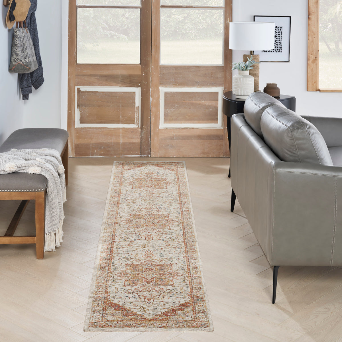 Sahar SHR06 Ivory Rust Rug - room scene