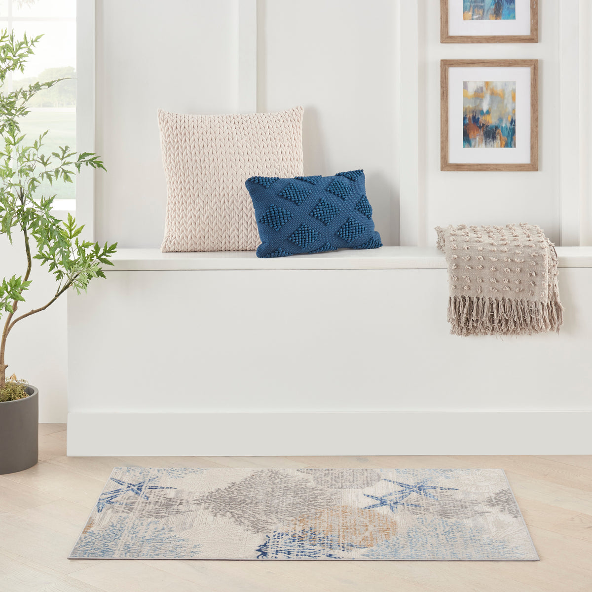 Seaside SDS04 Ivory Grey Blue Rug - room scene
