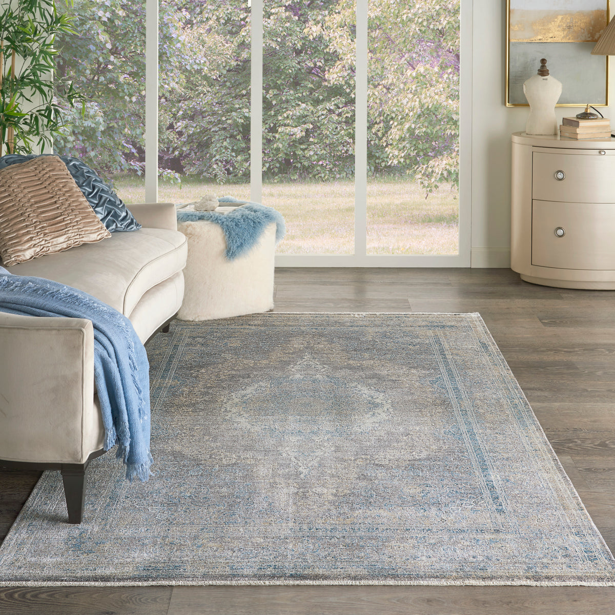 Starry Nights STN06 Cream Blue Rug - room scene