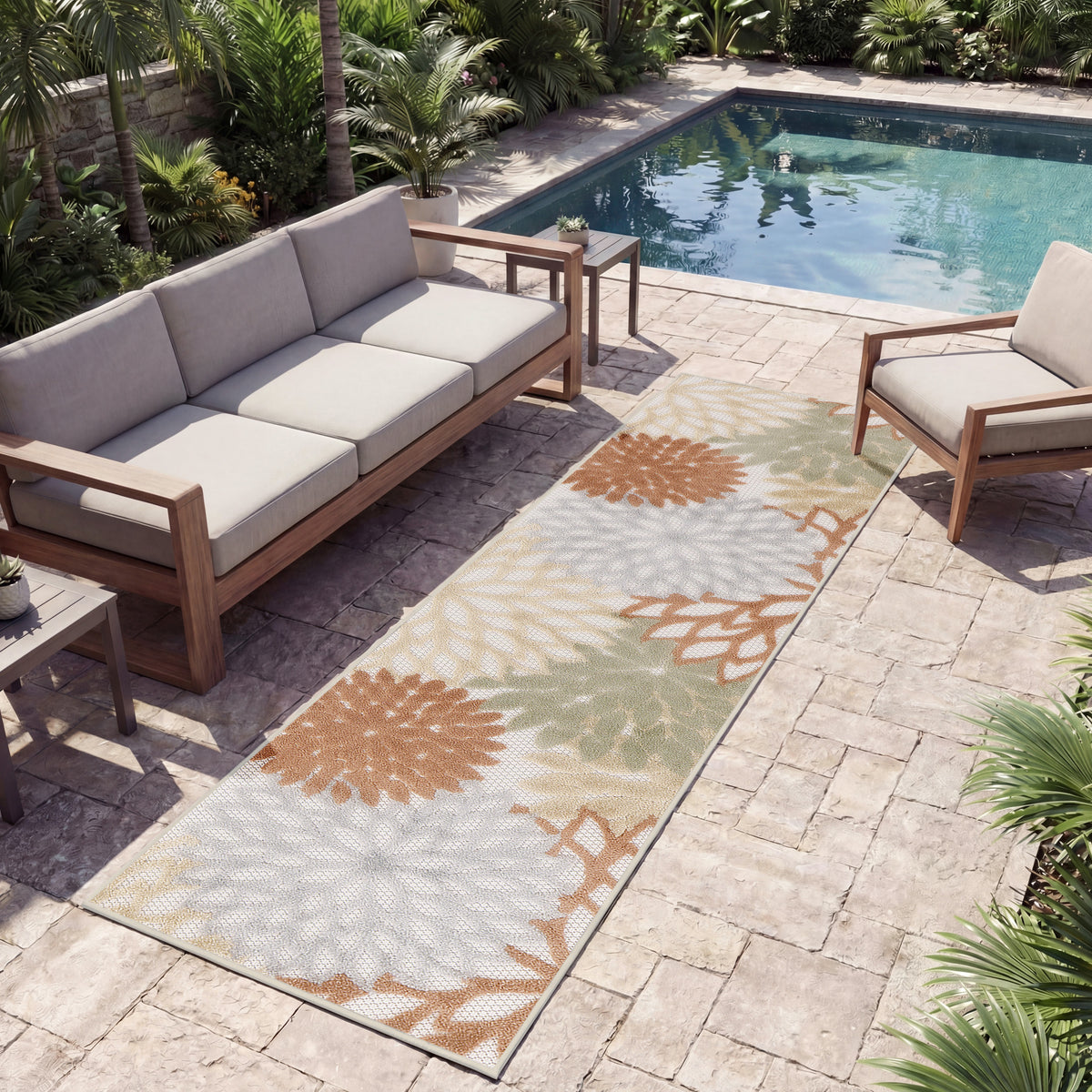 Aloha ALH05 Ivory Multicolor Rug - room scene