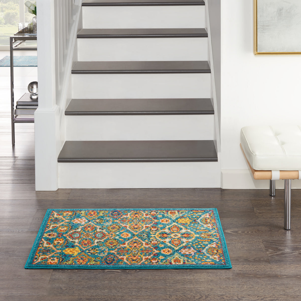 Allur ALR03 Turquoise Ivory Rug - room scene