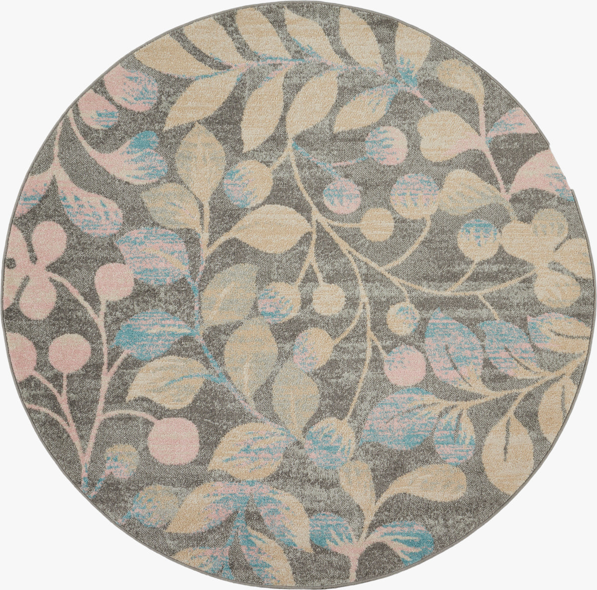 Tranquil TRA03 Grey Beige Rug - Round