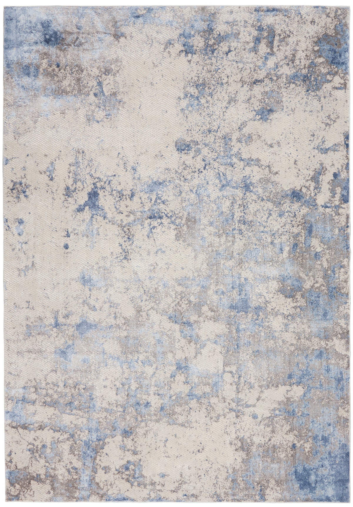 Silky Textures SLY04 Blue Ivory Grey Rug - Rectangle