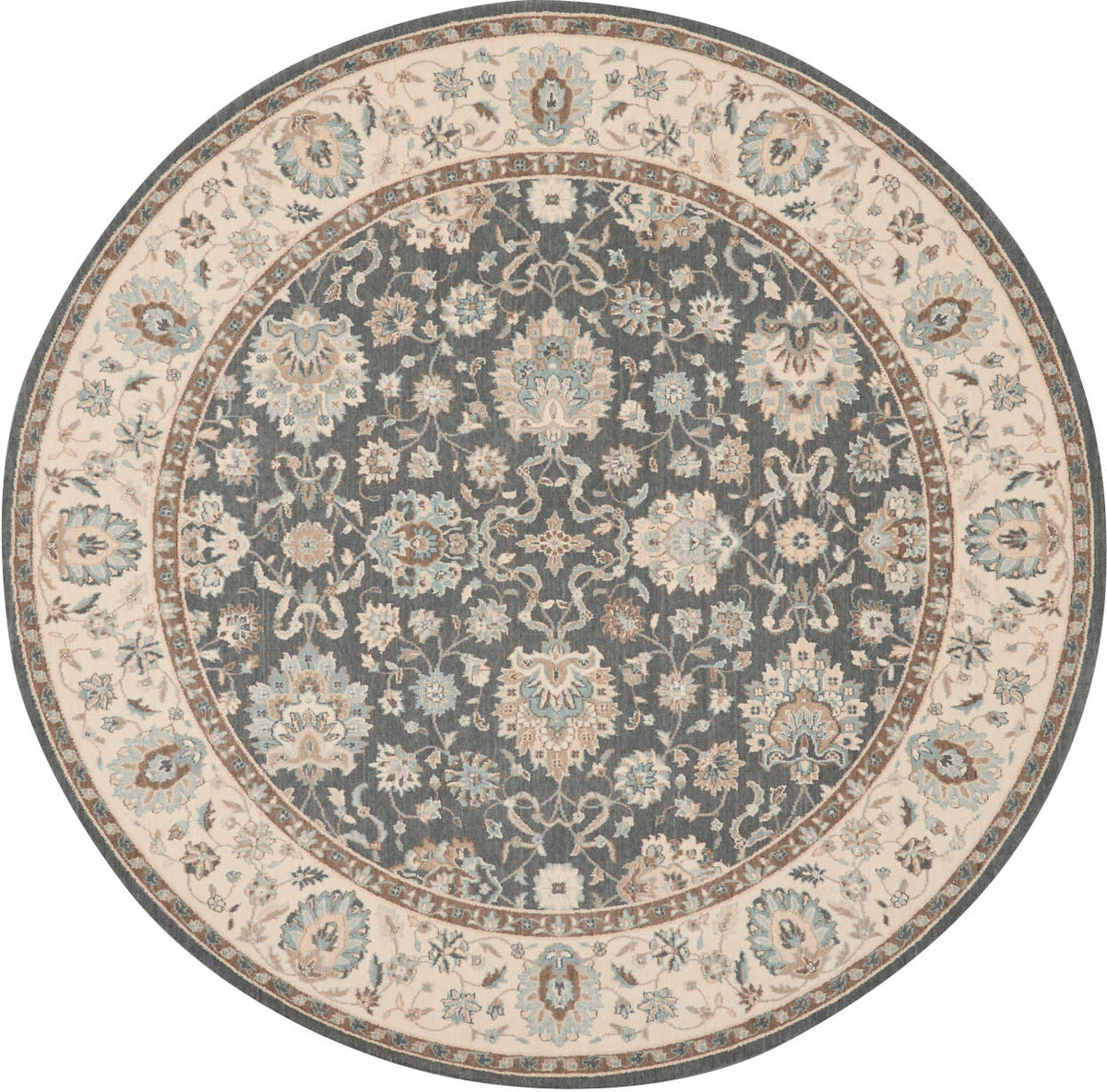Living Treasures LI16 Grey Ivory Rug - Round