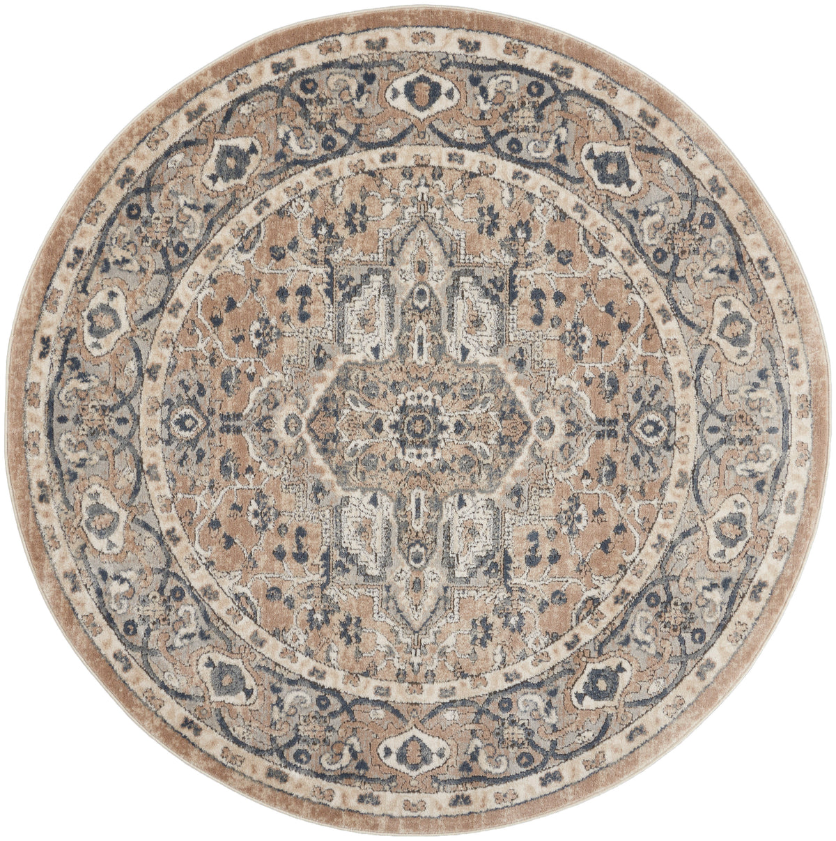 Quarry QUA05 Beige Grey Rug - Round