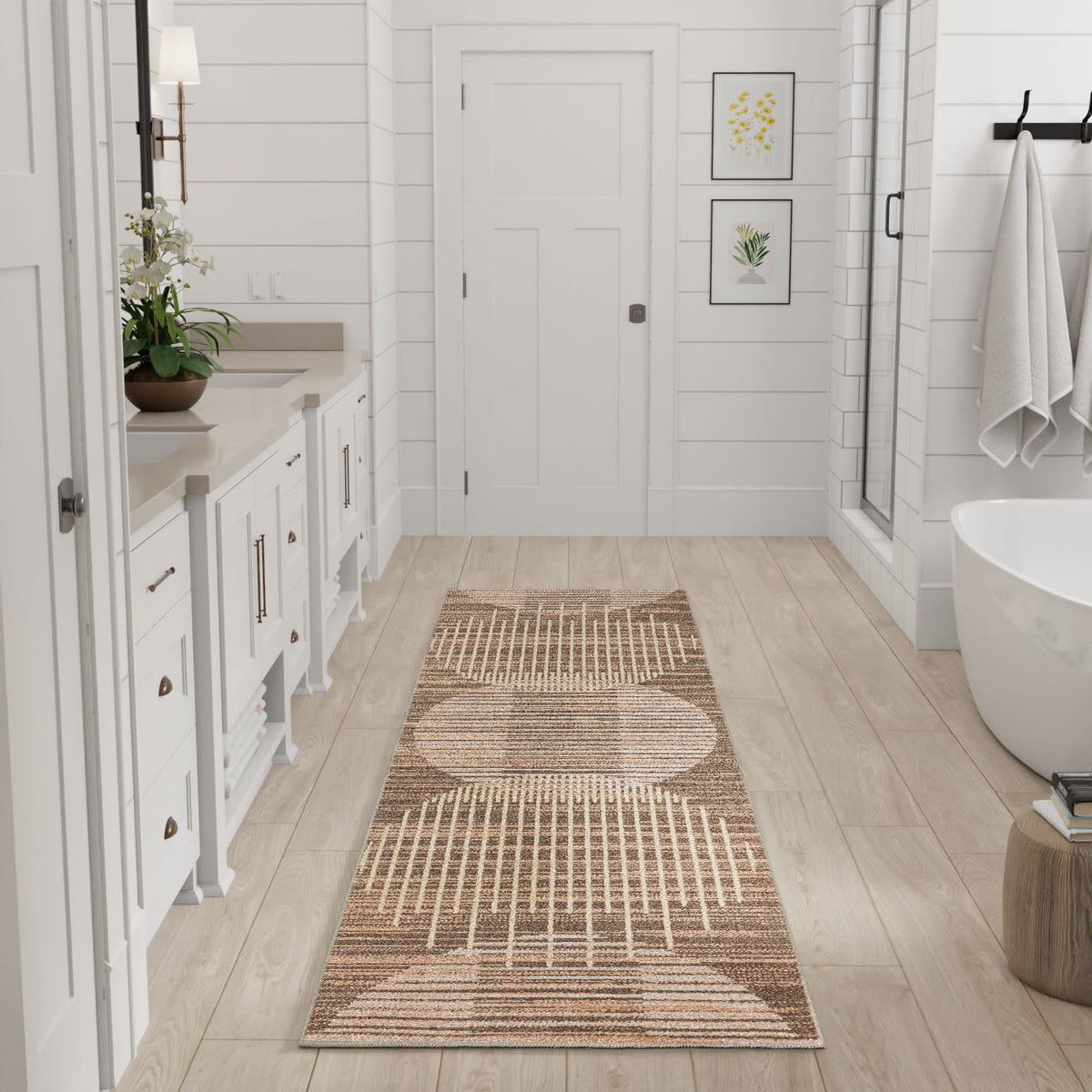 Astra Machine Washable ASW03 Latte Rug - room scene